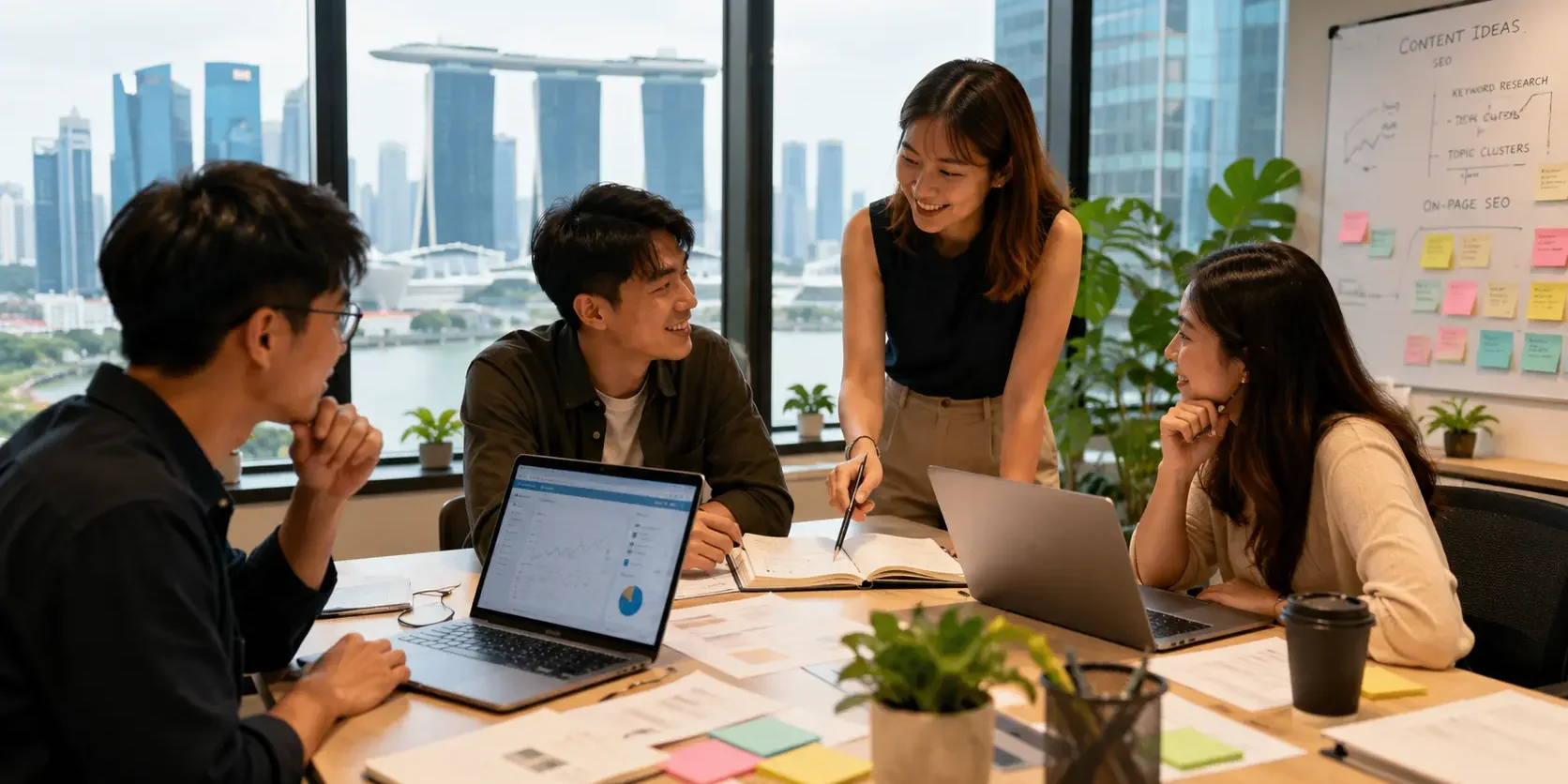 Marketsmiths content writers discussing new content